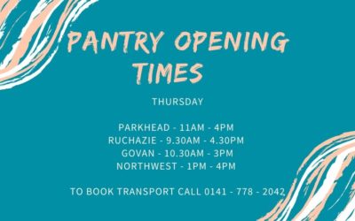 #Pantries that are open today @northwestpantry @parkheadpantry @RuchazieP @Govanhelp @FareShareGWS @CTGlasgow